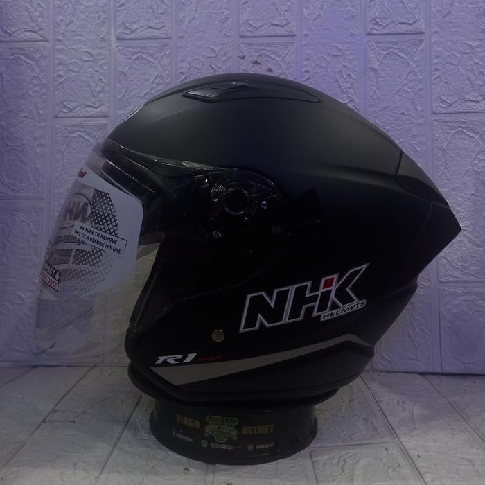 Nhk Helm R-1 Max Solid Black DoffMatt Nhk R1 Max Double Visor