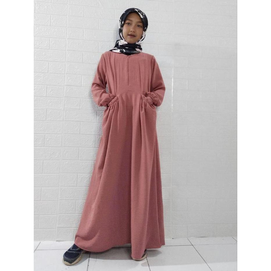SIAPKIRIM Gamis Anak Wanita Chika Umur 10-12 Tahun/ Gamis Muslimah Anak/Dress Anak/ Gamis Anak Rayon