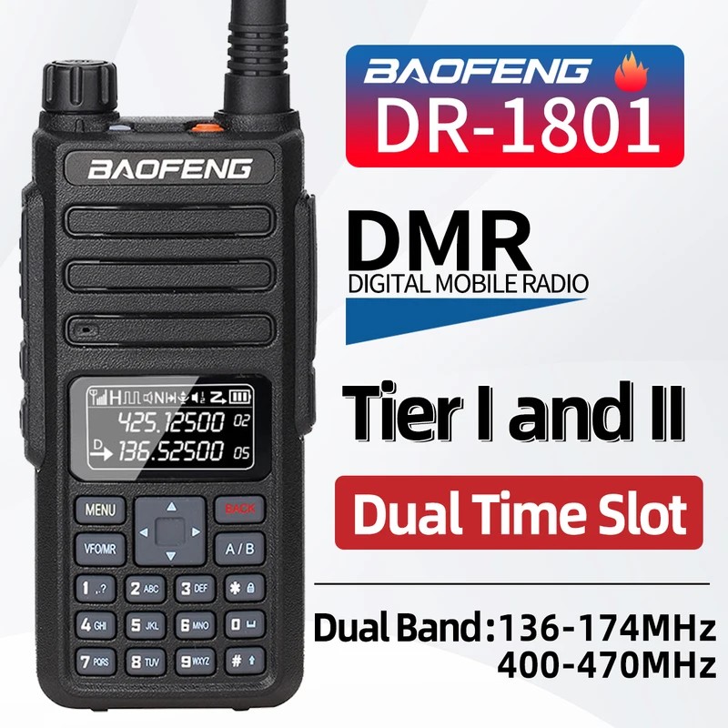 Baofeng Dr-1801 Walkie Talkie Tier 1 2 Dual Time Digital Dm-1801 Updated Dual Band 136-174 &