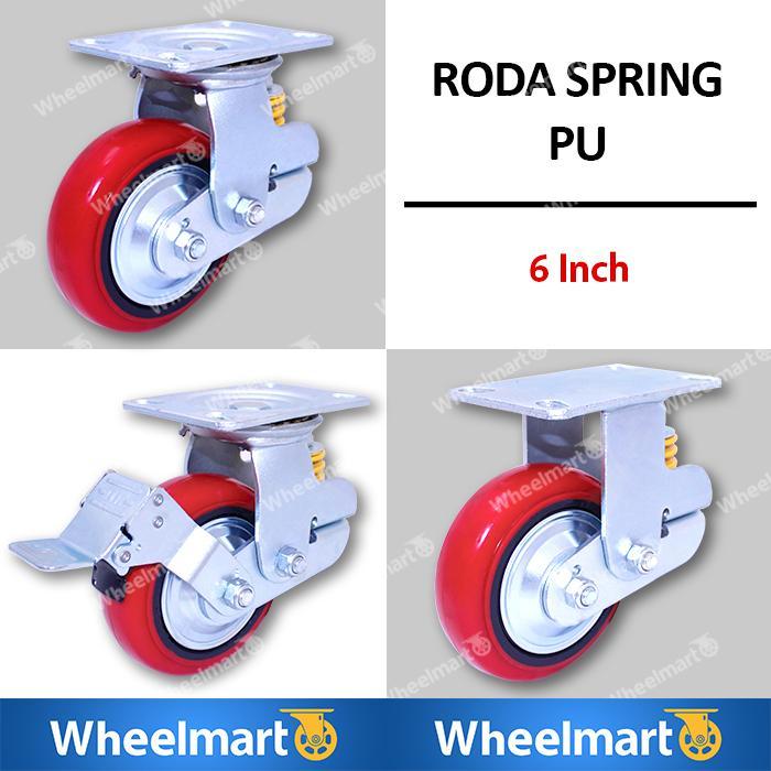 Roda Troli Spring PU 6 inch - Heavy Duty