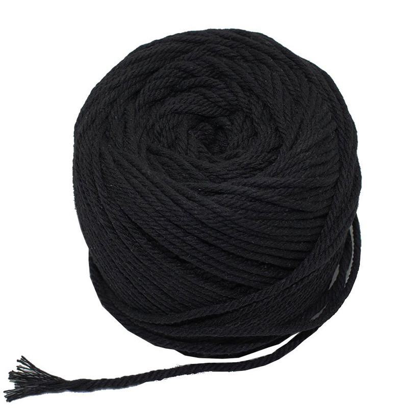 Black 3Mm X 100M Handmade Decorations Natural Cotton Bohemia Macrame Cord Diy Wall Hanging Plant
