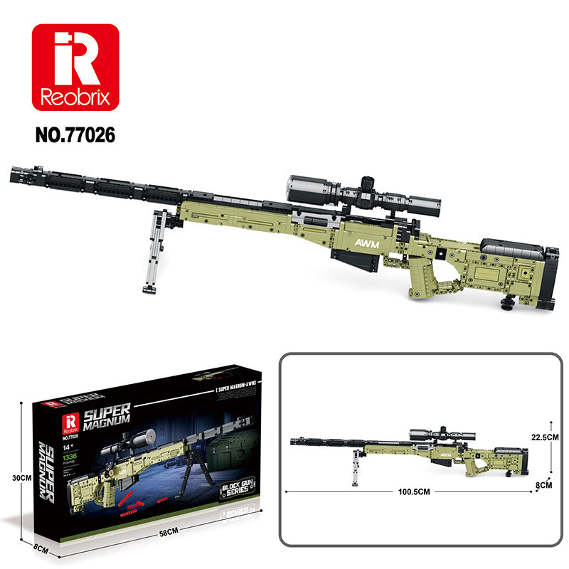 Reobrix 77026 Magnum AWM Sniper Rifle Model Military Weapons Series DIY Toys Building Blocks Boy