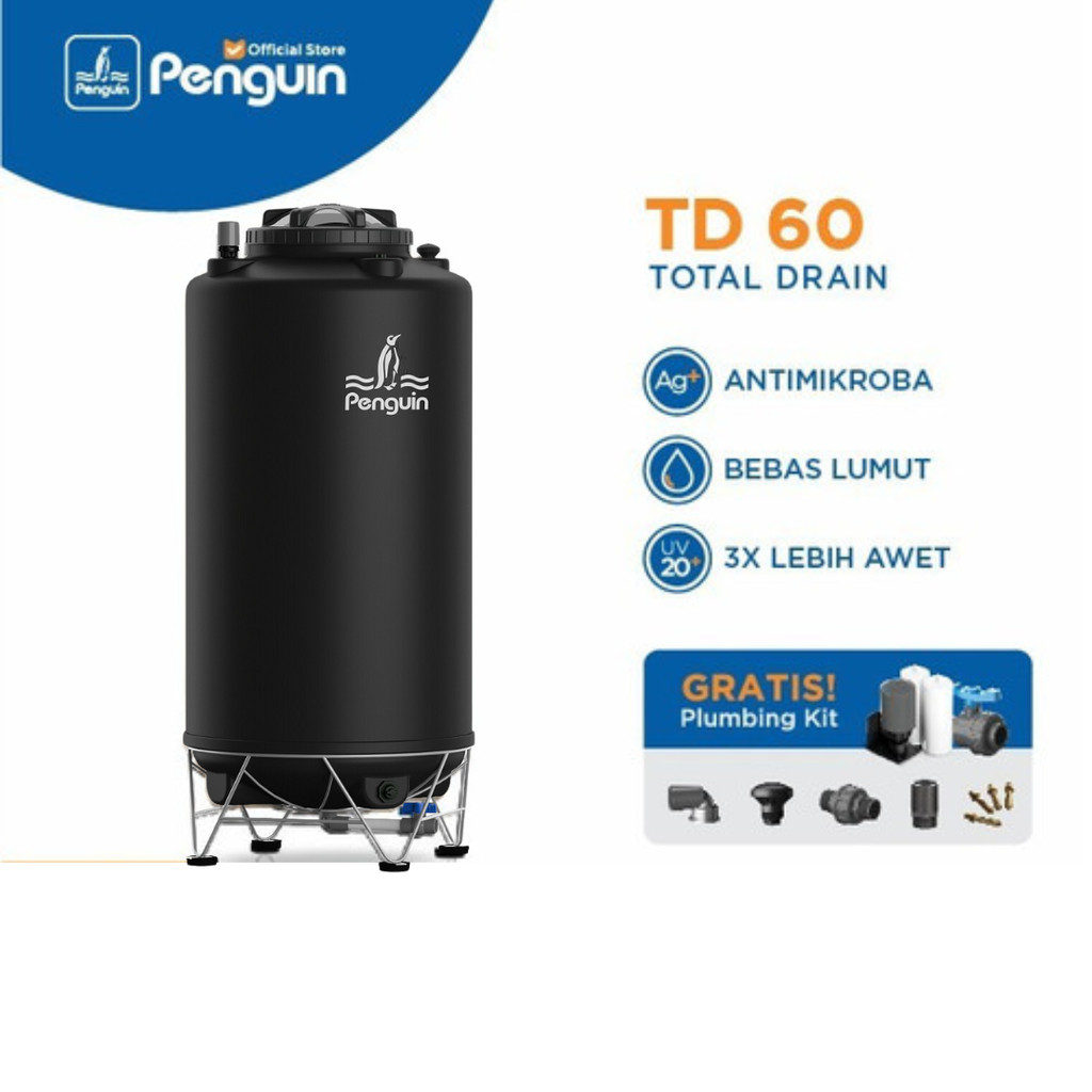 Tangki Air Penguin TD 60 Hitam / Toren Air Penguin 600 Liter Total Drain