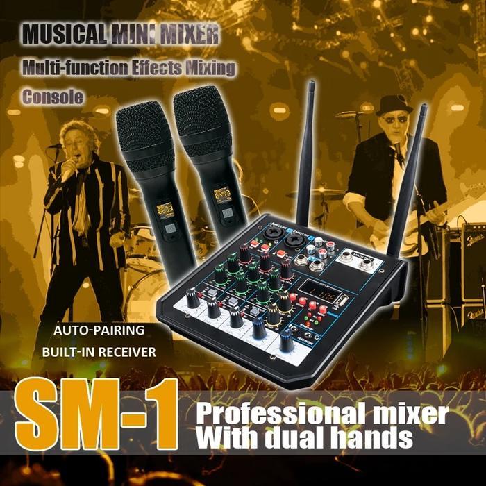 . 4 CHANNEL USB AUDIO MIXER WIRELESS MICROPHONE STUDIO SOUND WITH -