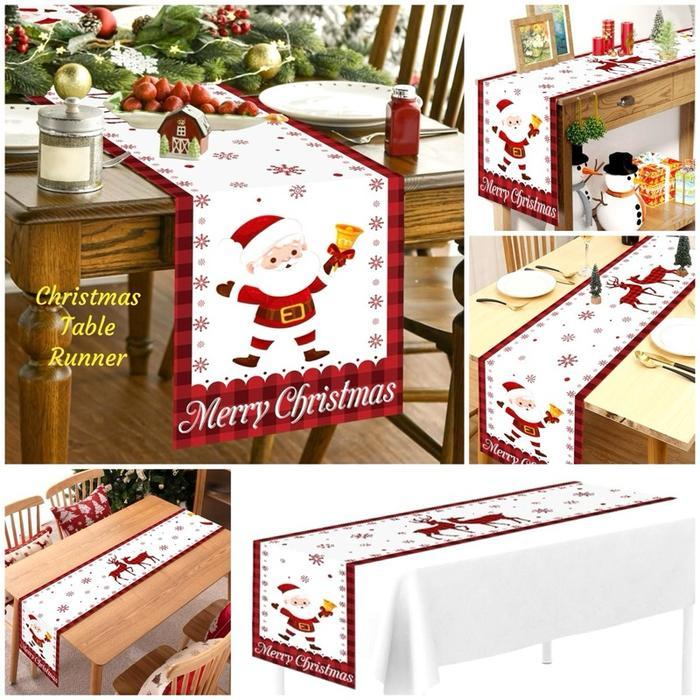 TABLE RUNNER LINEN Table Runner Nuansa Natal Motif TAPLAK MEJA Christmas table runner taplak meja