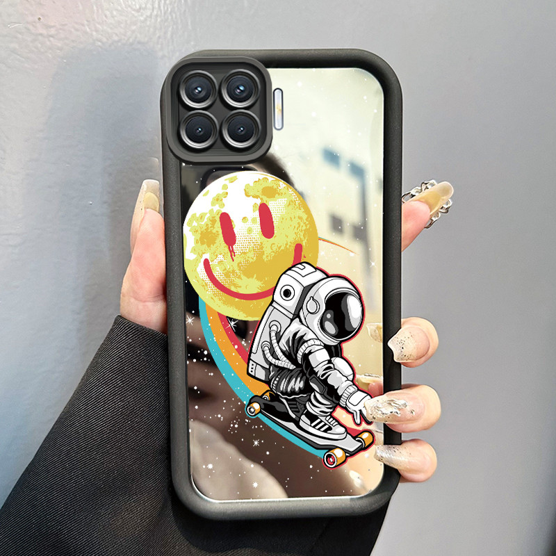 Casing Hp Untuk OPPO A93 F17 Pro OPPO Reno 4F Reno 4 Lite Case astronot NASA Kesing cermin Kasing Si