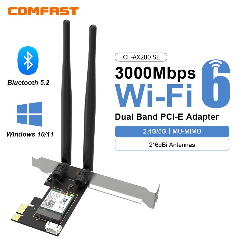 Best Price COMFAST WiFi 6 3000M PCI-E BT 5.2 Wireless Adapter Intel AX200 Chip BT 5.2 Pci Express Ne