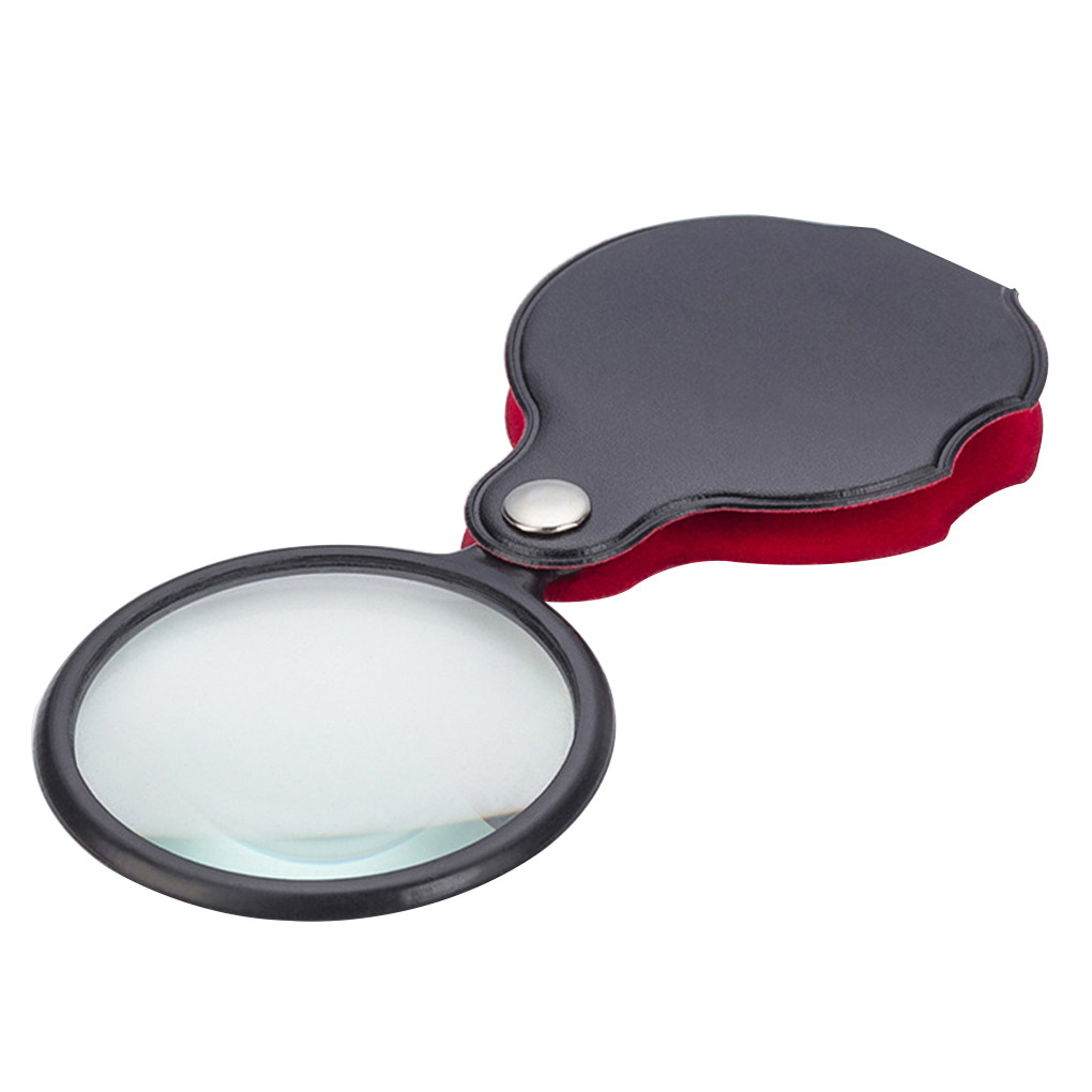 Portable Handheld Magnifier 8X Leather Magnifier Loupe Pocket Magnifying Glass Reading Monocle