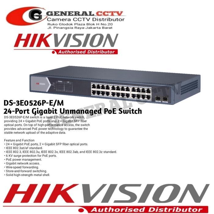 POE SWITCH HUB 24 PORT GIGABIT HIKVISION DS-3E0526P-E/M + 2 PORT SFP