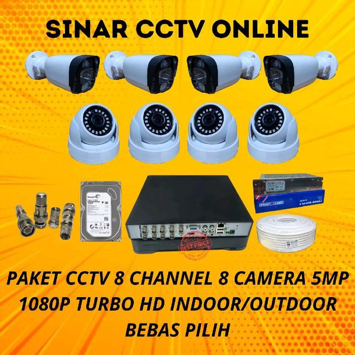 Paket Cctv Lengkap 8 Ch 8 Camera 5Mp Turbo Hd 1080P Xmeye Komplit Kamera Bebas Pilih