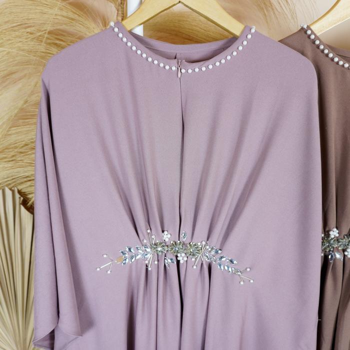 Allaya Kaftan Lebaran (Gamis Mutiara Busana Muslim Wanita) Batwing Cantik Dress Pesta Kondangan