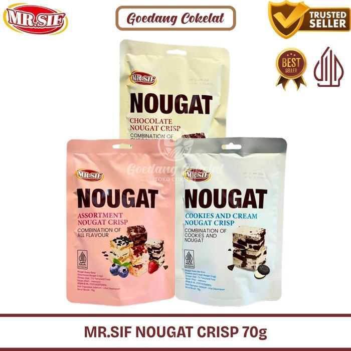 MR.SIF NOUGAT Assortment Chocolate Cookies N Cream Strawberry Nougat Crisp Cemilan Snack Nougat