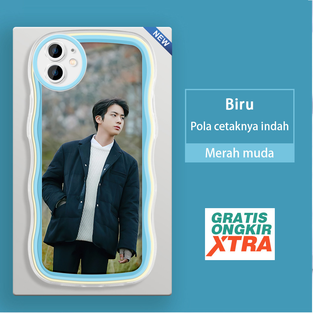 Casing HP Apple iPhone 12 13 14 Plus Mini Pro Max  Pola Kim Seok-jin BTS Jin  warna-warni gelombang 