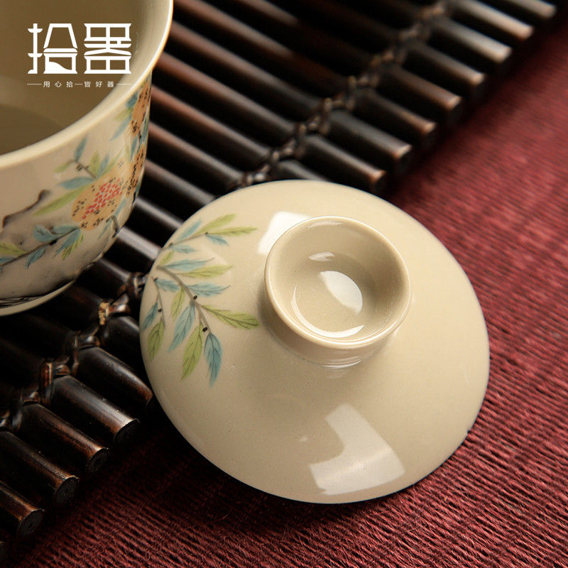 Large ceramic tea cup single brewing tea ware kungfu tea set