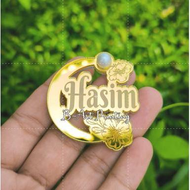(BMG) BROS AKRILIK FULL GRAFIR BROS NAMA MUTIARA BROS PIN MUTIARA NAMA Bros Nama Muslimah/Bros