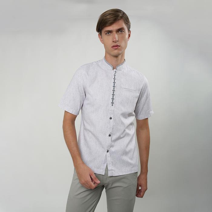 LGS - Baju Koko - Slim Fit - Lengan Pendek - Motif Polos - Baju Muslim Pria Dewasa