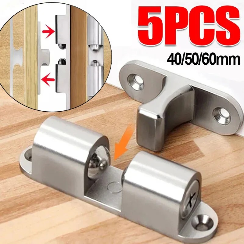 5/1pcs Furniture Door Ball Latch Brass Double Roller Spring Ball Catch Latches Cabinet Closet Door