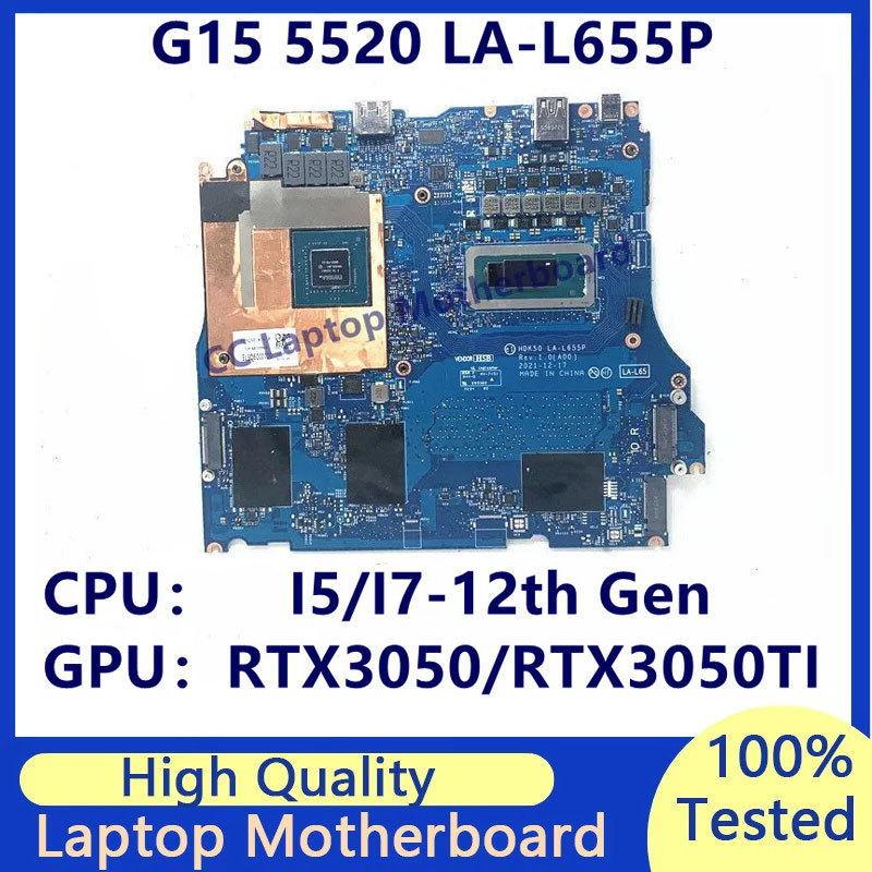 LA-L655P Mainboard For DELL G15 5520 Laptop Motherboard With I5/I7-12th Gen CPU RTX3050/RTX3050TI