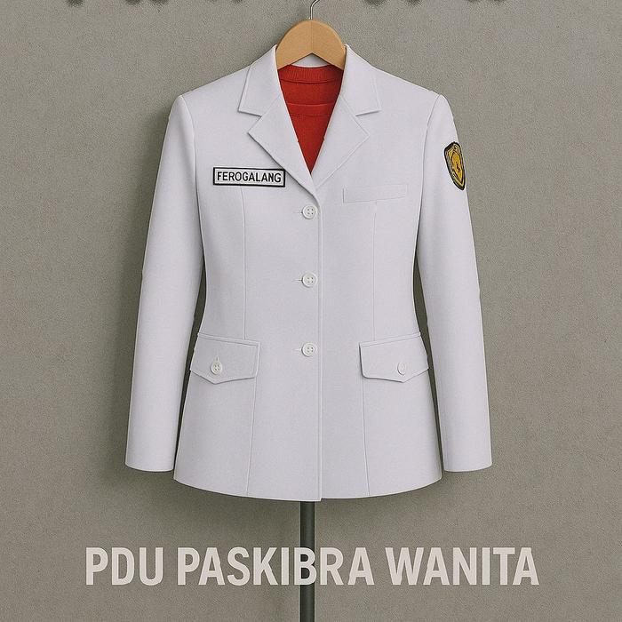 DISKON Atasan Pdu paskibra wanita/baju pdu paskibra wanita/ Polos Panjang Kerja Putih Katun Blazer