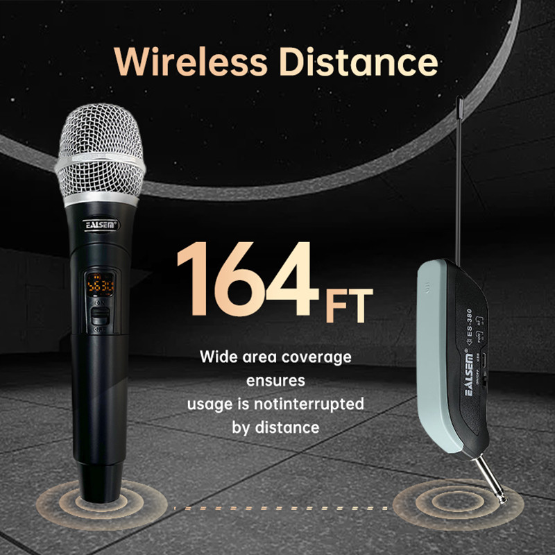 EALSEM 380 UHF 1/2 Channel Wireless Handheld/Conference/Lavalier/Headset Microphone USB/6.35MM