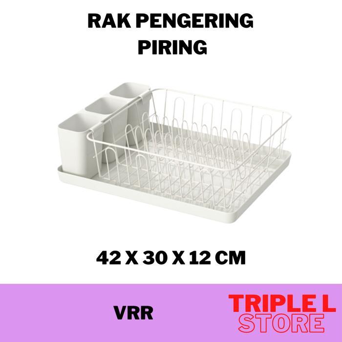Rak Piring Tempat Pengering Piring Mangkuk Gelas Sendok Putih Vrr