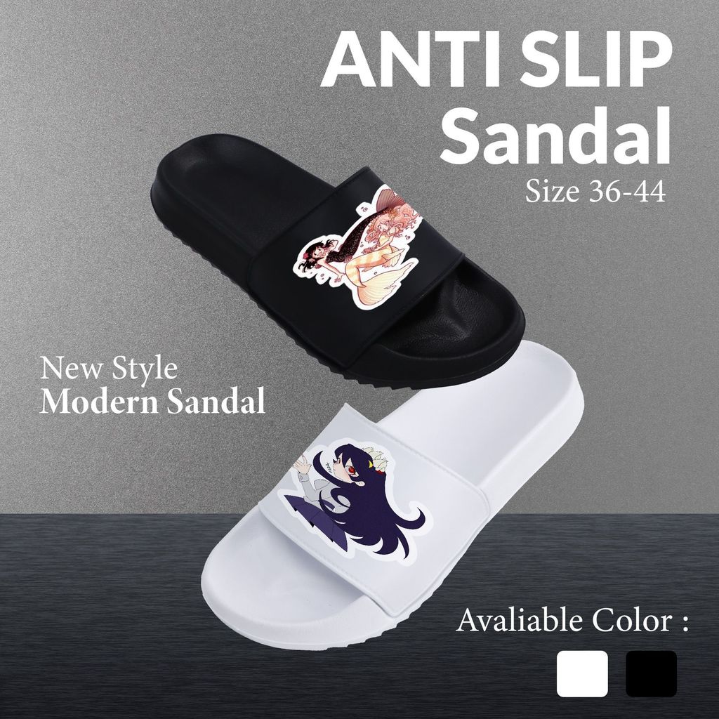 Sandal Anti Slip Pria Wanita Couple, Nyaman Sehari - hari Indoor Outdoor, Desain Trendy Karakter Sti
