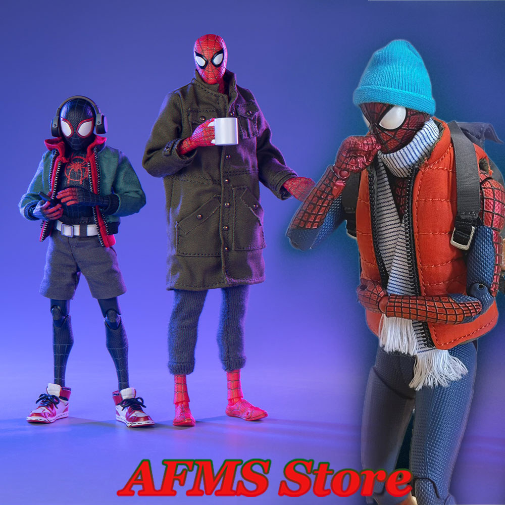 1/12 Men Soldier Spider Boys Vest Jacket Pants Parallel Unrse Miles Peter Parker Clothes Set For