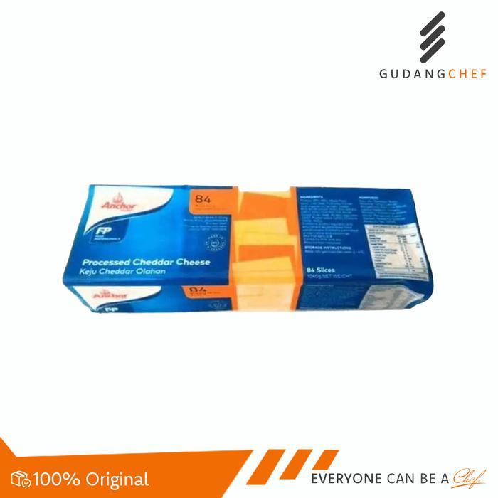 ANCHOR KEJU SLICE CHEDDAR OLAHAN - 84 LEMBAR (PROCESSED CHEDDAR CHEESE ORANGE SLICE)