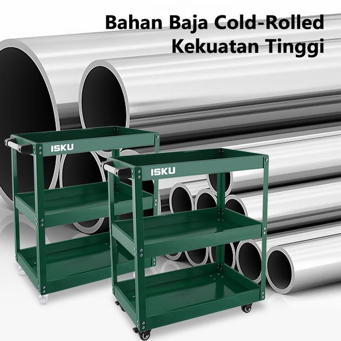 ISKU Troli Bengkel 3 Susun Trolley Trolly Besi Rak Tools Meja Bengkel