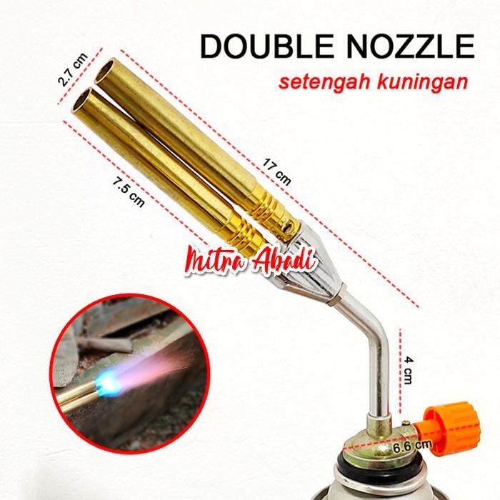 Alat Blow Gas Torch / Kepala Las Double Kuningan - Kepala Gas Pemantik