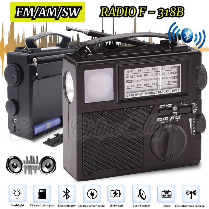 Radio Bluetooth 6 Band F-318B Bisa Bluetooth Speaker + Senter Led + Lampu Led / Radio Clasik