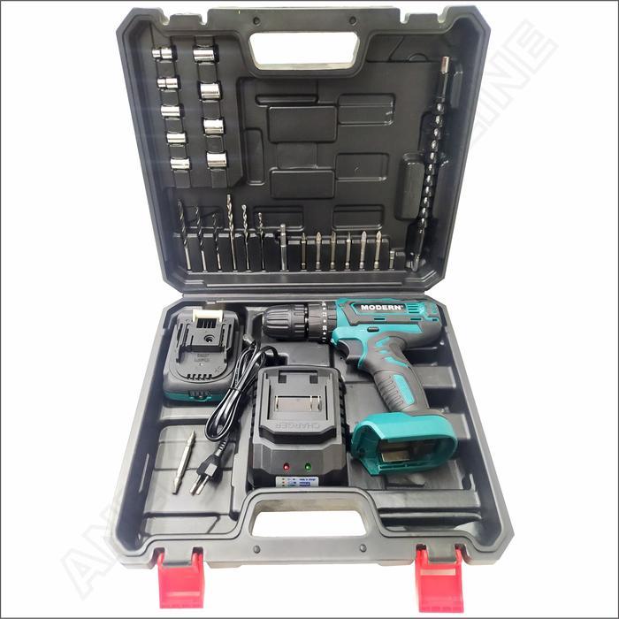 (MODERN M16SET) Mesin Bor MODERN M-16SET / Mesin Bor Cordless Drill 10mm 20 V MODERN M16SET - Bor