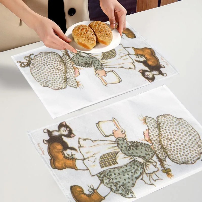 Cartoon Sarah Kay Placemats For Dinner Table Decoration Accessories Linen Fabric Table Mat 30X40CM