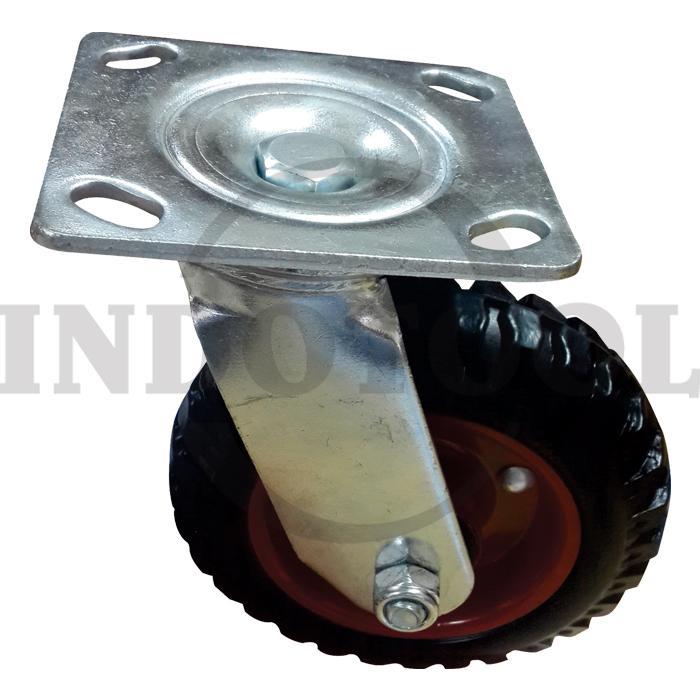 RODA 8 " / RODA GEROBAK / RODA TROLI (BERPUTAR) RUBBER CASTER RIBBED