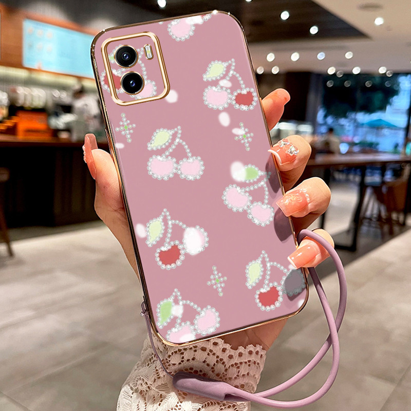 Casing Hp Untuk VIVO Y15S Y15A Y01 Case Ceri pelapisan Kekinian Cesing silikon Kasing SoftCase Kesin