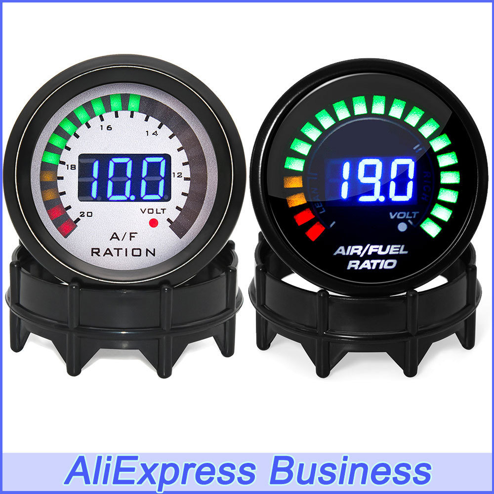 BU Car Digital Display Air Fuel Ratio Gauge 52mm AFR Meter 2IN1 Voltmeter 12V Narrowband O2 Oxygen S