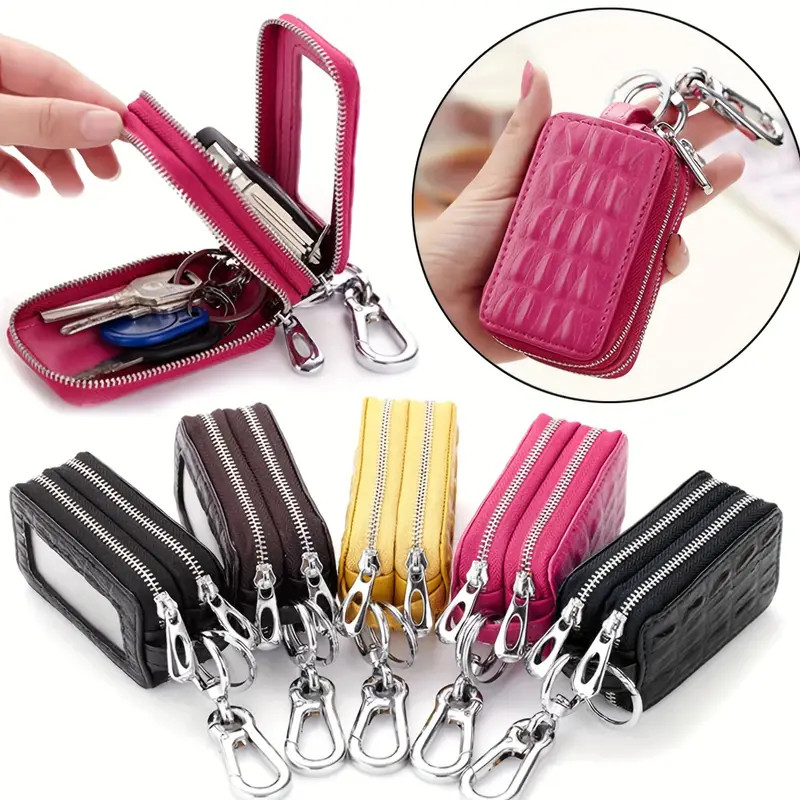 1pc Key Holder Bag Versatile Textured Keychain Money Bag for Men Women Teenage Mini Wallet