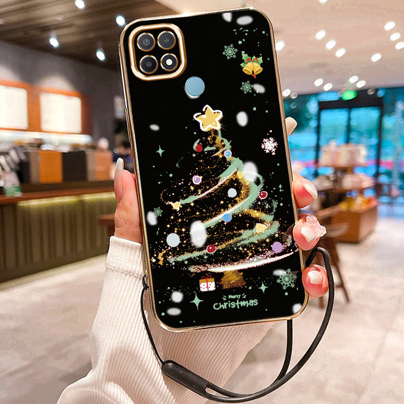 Casing Hp Untuk OPPO A15 A15s A35 Case Glitter Tree with Golden Star Elektro Plating Cesing silikon 