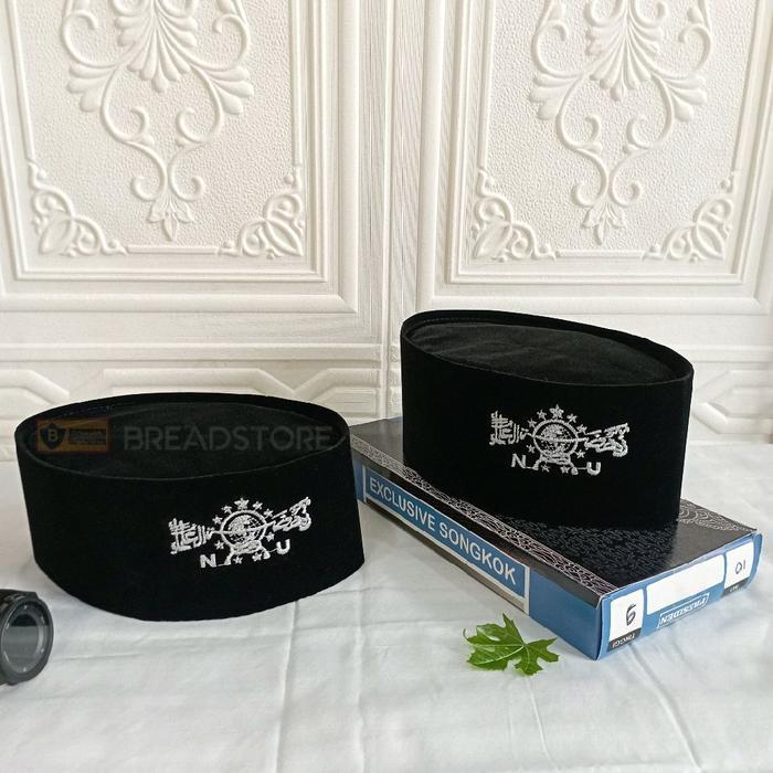 Terlaris Terbaru Peci Nu - Songkok Kopiah Hitam Logo Nu Silver Bordir T9 Murah