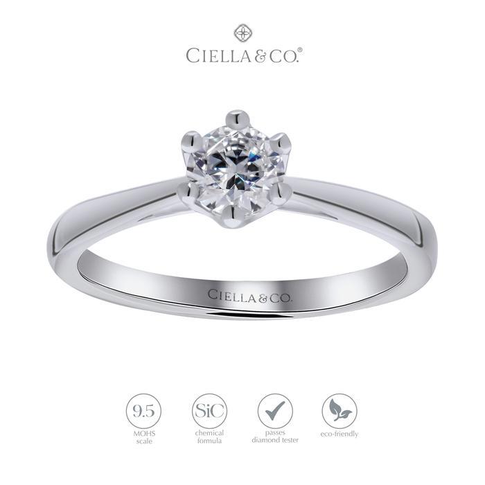 Cincin Moissanite - Ciella&co. 6 Prong Trellis Solitaire Ring