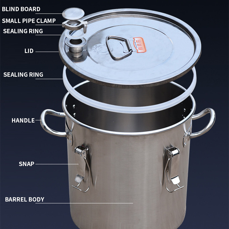 12L 304 Stainless Steel Barrel Fermentation Barrel Fruit Wine Wine Making Equipment Grain, Oil, Soup