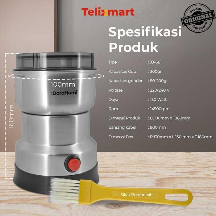 Grinder Mini Dorahomi Mesin Penggiling Kopi Blender Bumbu Kering Stainless Listrik