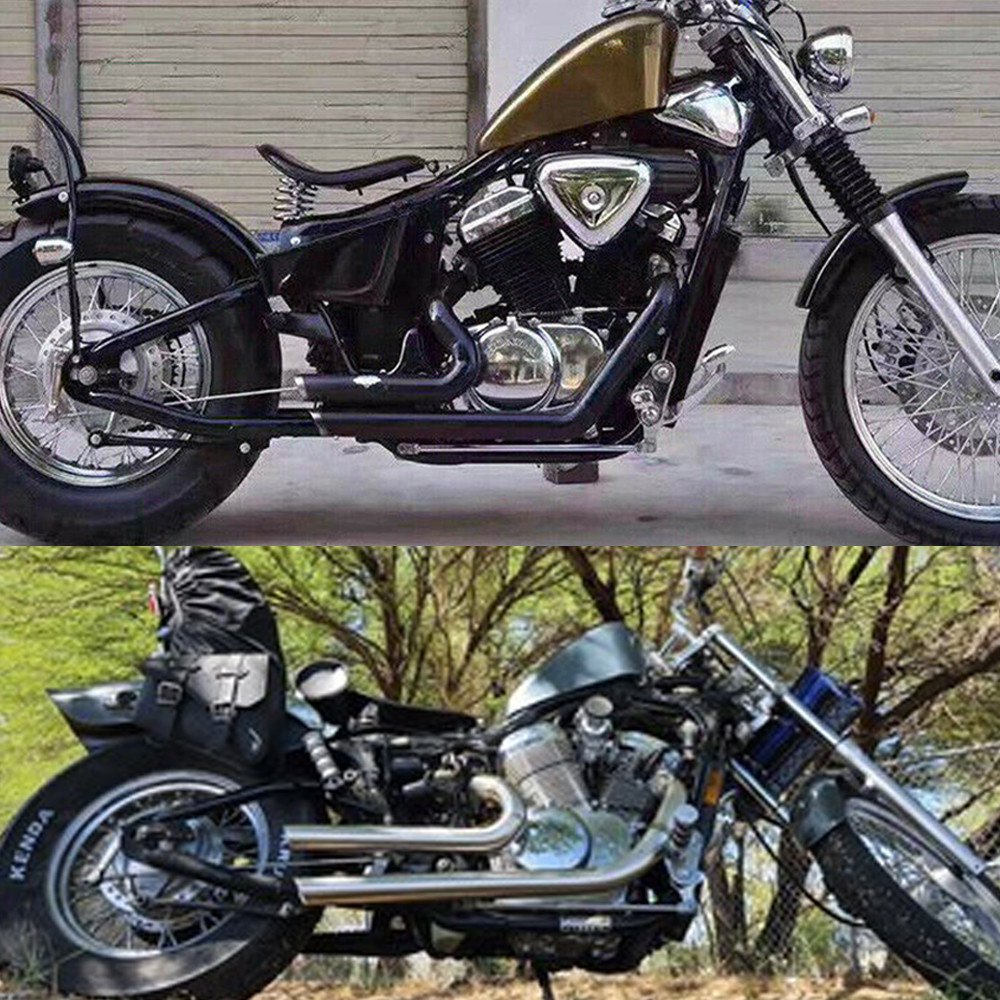 Motorcycle Exhaust Pipe Muffler Exhaust System Shortshots Staggered Pipe For Honda Shadow Steed 600