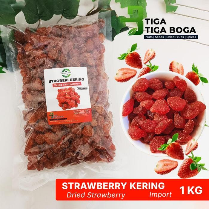 Buah Strawberry Kering 1 Kg / Dried Strawberry Premium Fruit Quality Import Stroberi