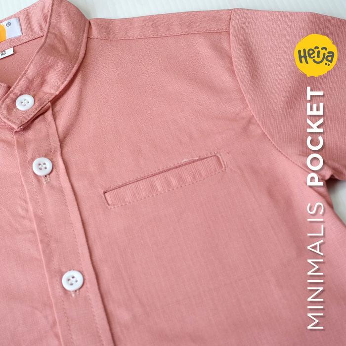 m3 KEMEJA KOKO ANAK Lengan Pendek-Warna PINK SALEM PEACH - ASROR SHIRT