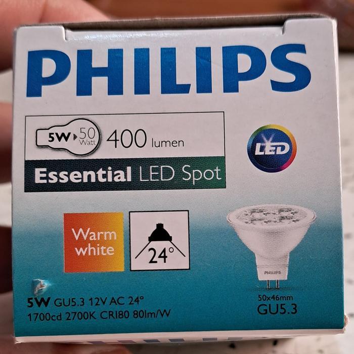 Philips Lampu LED Spot Essential LV 5W 12V DC AC Warm White 2700K & Kuning 6500K Tahan 15000 Jam 15