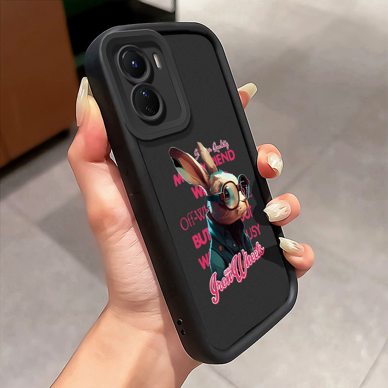 Casing Hp untuk VIVO Y16 Y35 4G Y35 5G Y56 5G Case Kelinci Berkacamata Kasing silikon Cesing Tahan l