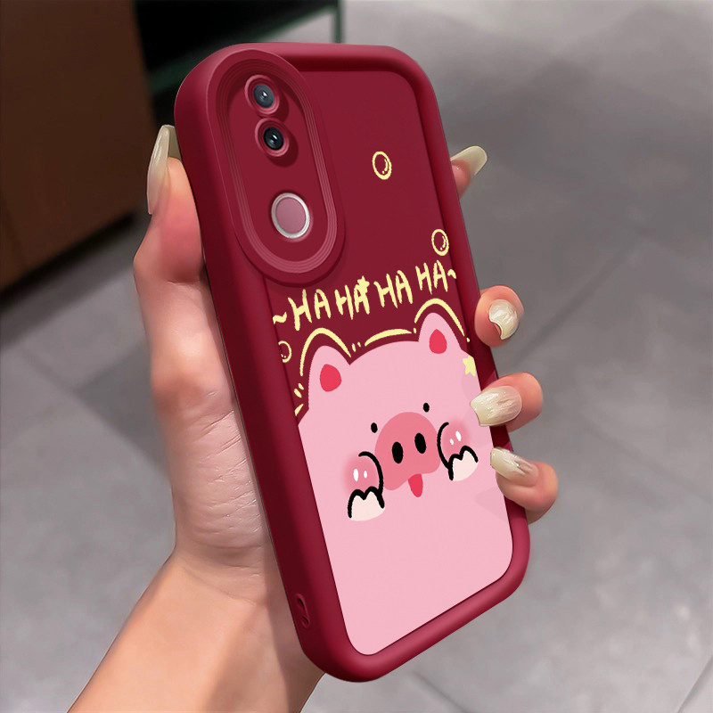 Casing Hp untuk VIVO V50 5G V50E 5G Case Babi merah muda Kasing silikon  Cesing tekstur lembut Kesin