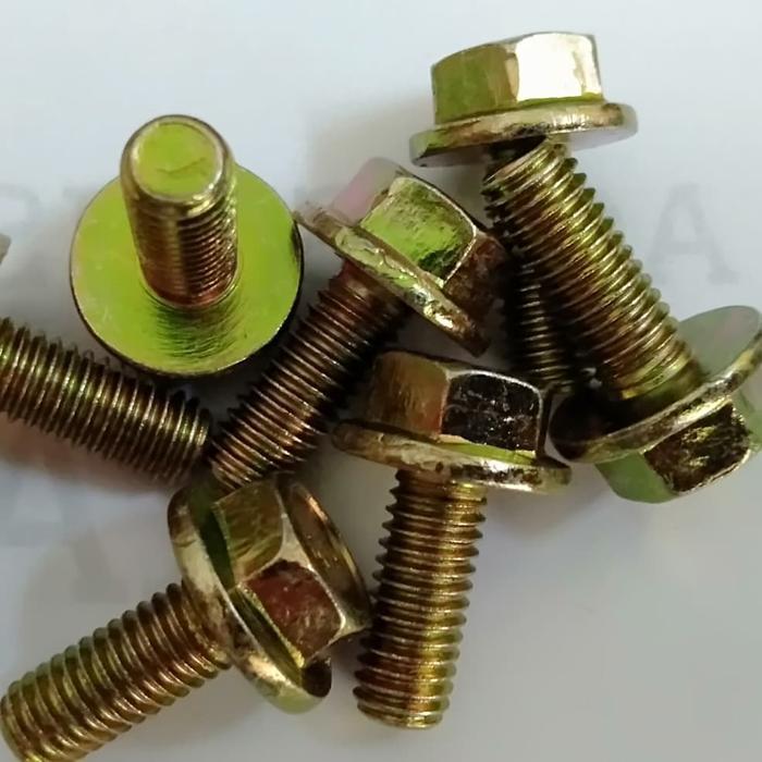 Baut Flange M6 x 12 Kuning / Flange bolt / Baut topi