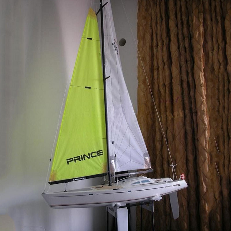Remote Control Sailboat Model 2.4G Four-way Electric Boat Model Toy RC Fiberglass Hull Wind Prince